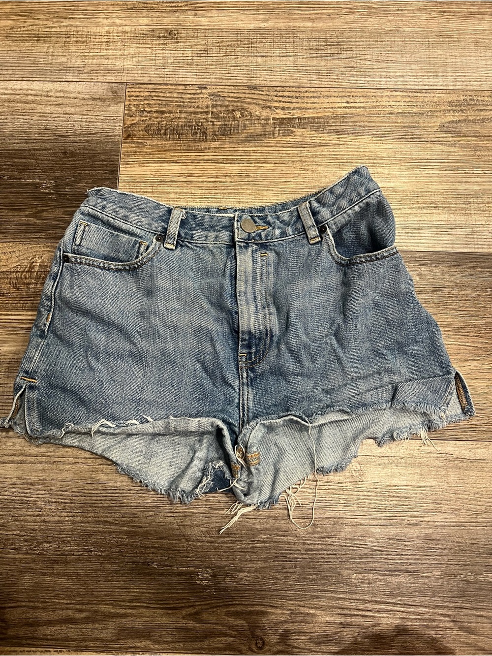 ASOS Light Blue High-Rise Frayed Denim Shorts